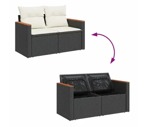 7-Daļīgs Dārza Dīvāna Komplekts, Matrači, Melna Pe Rotangpalma Vidaxl