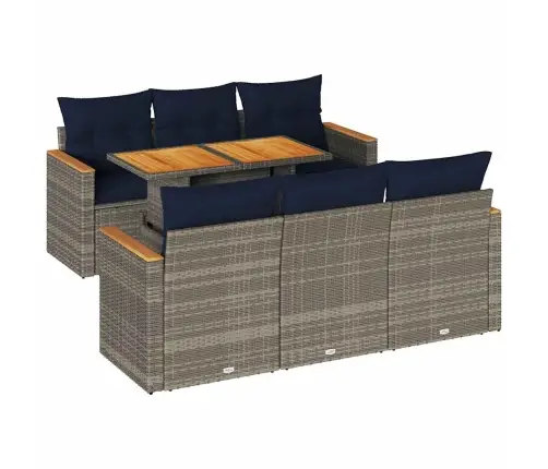 Sofos Komplektas Su Pagalvėlėmis, 7 Dalių, Pilkas, Poliratanas