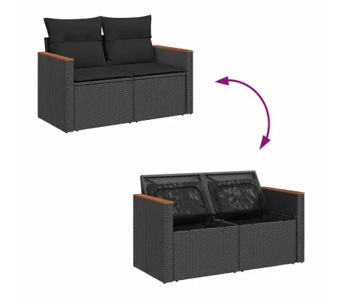 6-Osaline Aiadiivani Komplekt Patjadega, Must, Rotang/Akaatsia