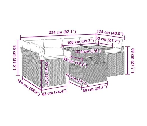6-Daļīgs Dārza Dīvāna Komplekts, Matrači, Melna Pe Rotangpalma Vidaxl