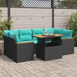 7-Osaline Aiadiivani Komplekt Patjadega, Must, Polürotang