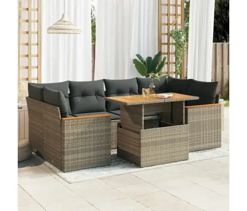 6-Daļīgs Dārza Dīvāna Komplekts, Matrači, Pelēka Pe Rotangpalma Vidaxl