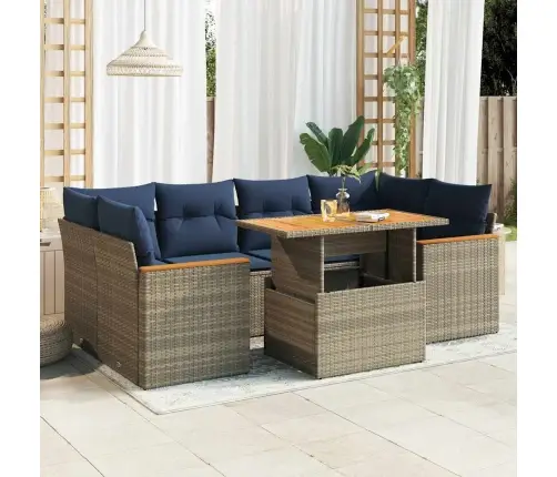 Sofos Komplektas Su Pagalvėlėmis, 7 Dalių, Pilkas, Poliratanas