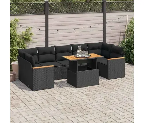 Sodo Komplektas Su Pagalvėlėmis, 8 Dalių, Poliratanas/Akacija