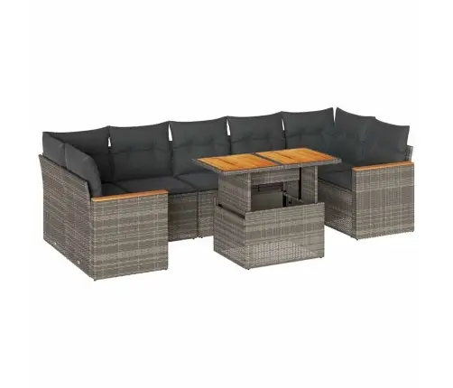 8-Daļīgs Dārza Dīvāna Komplekts, Matrači, Pelēks Pe Rotangpalma Vidaxl