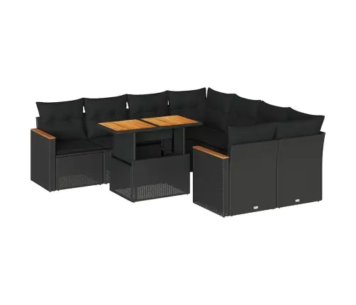 9-Osaline Aiadiivani Komplekt Patjadega, Must, Rotang/Akaatsia