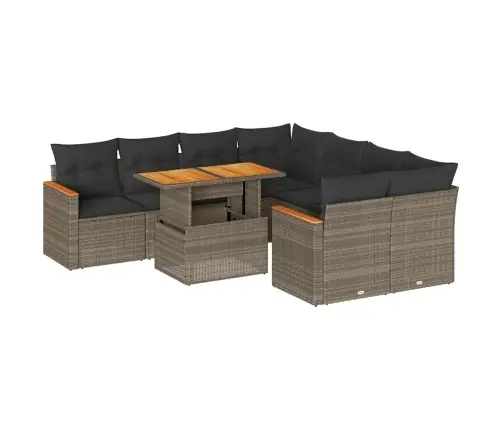 Sodo Komplektas Su Pagalvėlėmis, 9 Dalių, Poliratanas/Akacija