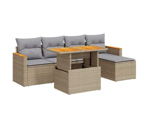 Sodo Komplektas Su Pagalvėlėmis, 6 Dalių, Poliratanas/Akacija