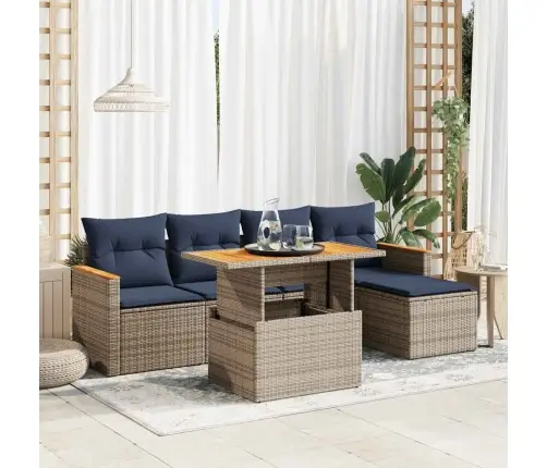 Sofos Komplektas Su Pagalvėlėmis, 6 Dalių, Pilkas, Poliratanas