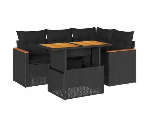 5-Daļīgs Dārza Dīvānu Komplekts, Matrači, Melna Pe Rotangpalma Vidaxl