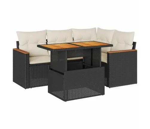 5-Daļīgs Dārza Dīvānu Komplekts, Matrači, Melna Pe Rotangpalma Vidaxl