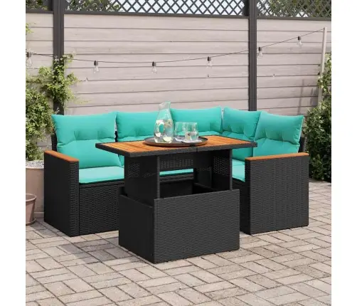 5-Daļīgs Dārza Dīvāna Komplekts Ar Matračiem, Pe Rotangpalma Vidaxl