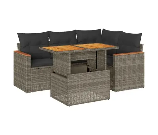 5-Daļīgs Dārza Dīvānu Komplekts, Matrači, Pelēka Pe Rotangpalma Vidaxl