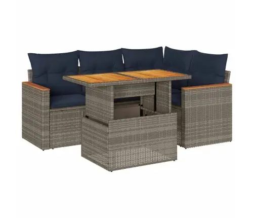 5-Osaline Aiamööblikomplekt Istmepatjadega, Polürotang, Hall