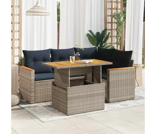 5-Osaline Aiamööblikomplekt Istmepatjadega, Polürotang, Hall