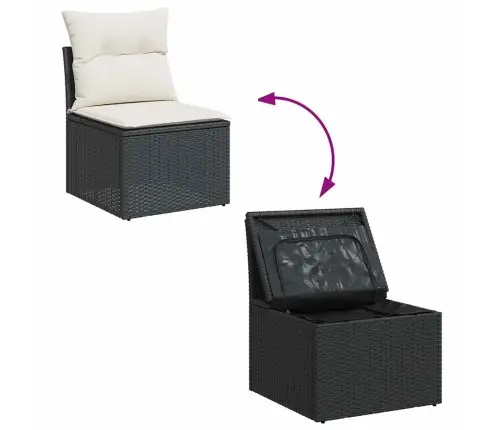 6-Osaline Aiadiivani Komplekt Patjadega, Must, Rotang/Akaatsia