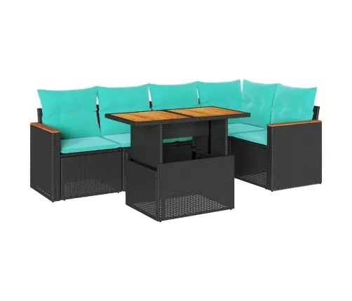 6-Daļīgs Dārza Dīvāna Komplekts, Matrači, Melna Pe Rotanpalma Vidaxl