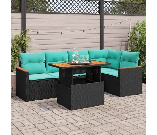 6-Daļīgs Dārza Dīvāna Komplekts, Matrači, Melna Pe Rotanpalma Vidaxl