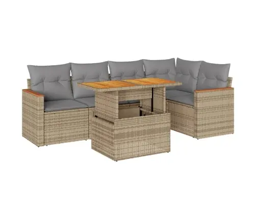 6-Osaline Aiadiivani Komplekt Patjadega, Beež, Rotang/Akaatsia