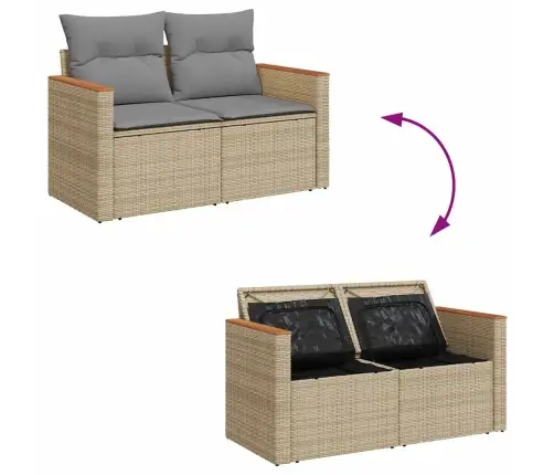 6-Osaline Aiadiivani Komplekt Patjadega, Beež, Rotang/Akaatsia