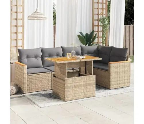 6-Osaline Aiadiivani Komplekt Patjadega, Beež, Rotang/Akaatsia