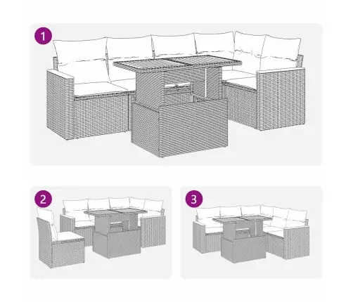 6-Osaline Aiadiivani Komplekt Patjadega, Hall, Polürotang