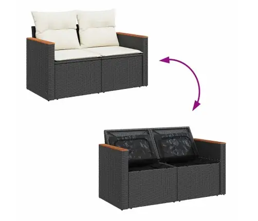 7-Osaline Aiadiivani Komplekt Patjadega, Must, Rotang/Akaatsia