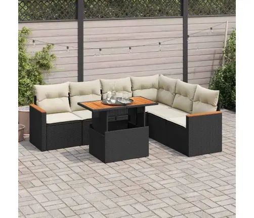 7-Osaline Aiadiivani Komplekt Patjadega, Must, Rotang/Akaatsia