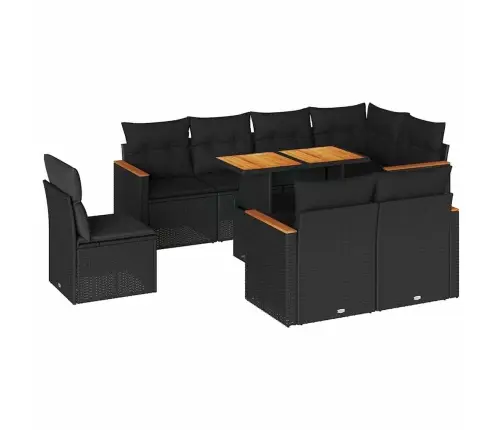 9-Osaline Aiadiivani Komplekt Patjadega, Must, Rotang/Akaatsia