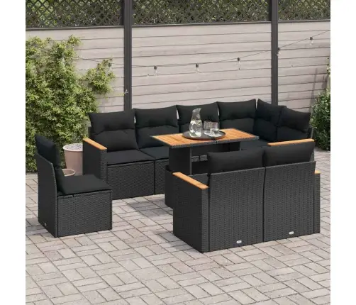 9-Osaline Aiadiivani Komplekt Patjadega, Must, Rotang/Akaatsia