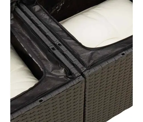 9-Daļīgs Dārza Dīvāna Komplekts, Matrači, Melna Pe Rotangpalma Vidaxl