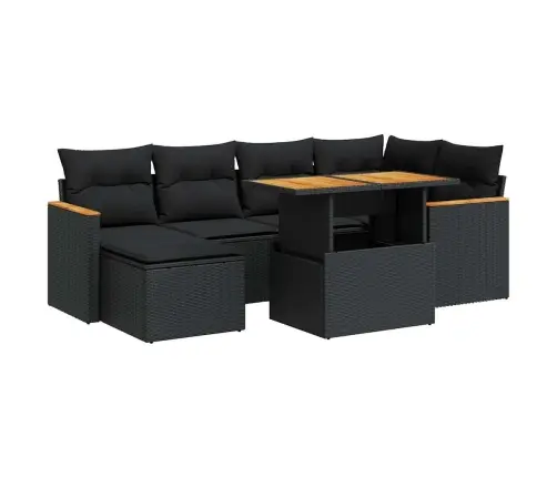 7-Osaline Aiadiivani Komplekt Patjadega, Must, Rotang/Akaatsia