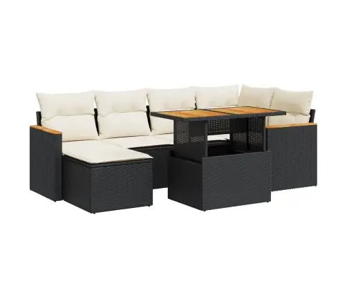 7-Daļīgs Dārza Dīvāna Komplekts, Matrači, Melna Pe Rotangpalma Vidaxl