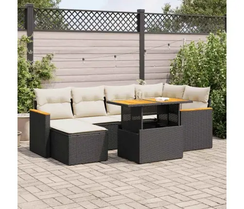 7-Daļīgs Dārza Dīvāna Komplekts, Matrači, Melna Pe Rotangpalma Vidaxl