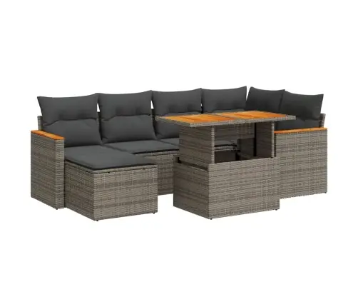 7-Daļīgs Dārza Dīvāna Komplekts, Matrači, Pelēka Pe Rotangpalma Vidaxl