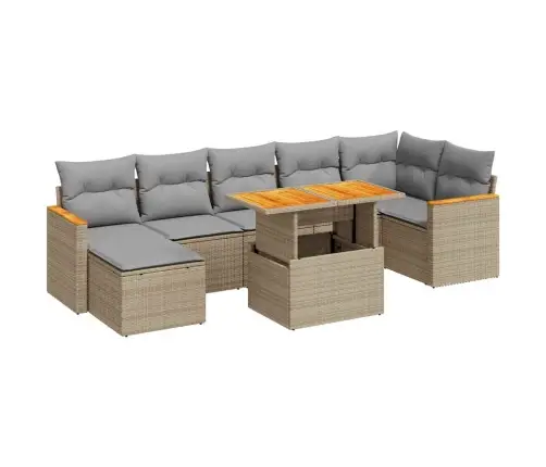 8-Osaline Aiadiivani Komplekt Patjadega, Beež, Rotang/Akaatsia