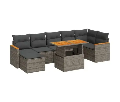 8-Daļīgs Dārza Dīvāna Komplekts, Matrači, Pelēks Pe Rotangpalma Vidaxl