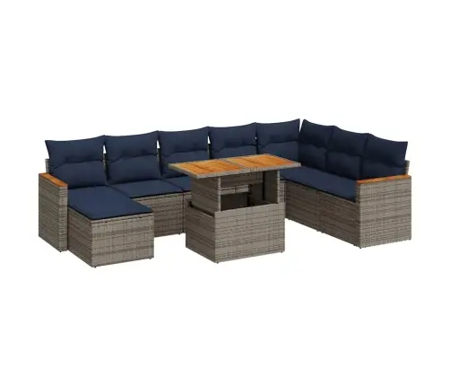 Sofos Komplektas Su Pagalvėlėmis, 9 Dalių, Pilkas, Poliratanas