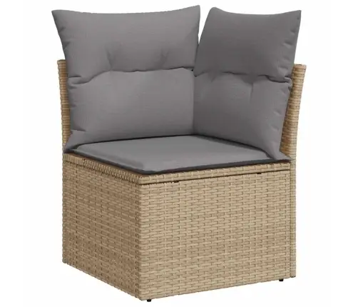 10-Daļīgs Dārza Dīvāna Komplekts, Matrači, Bēša Pe Rotangpalma Vidaxl