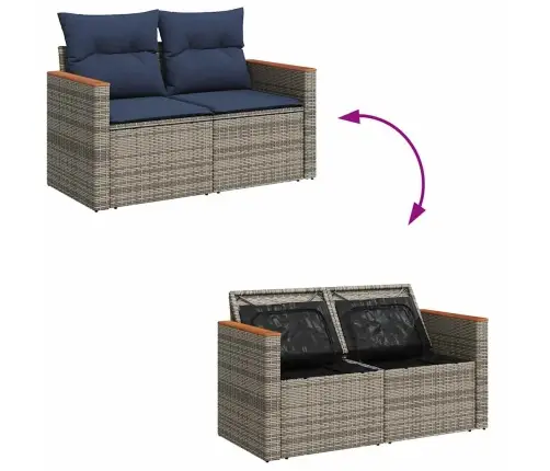 10-Daļīgs Dārza Dīvāna Komplekts Ar Matračiem, Pelēks Pe Pinums Vidaxl