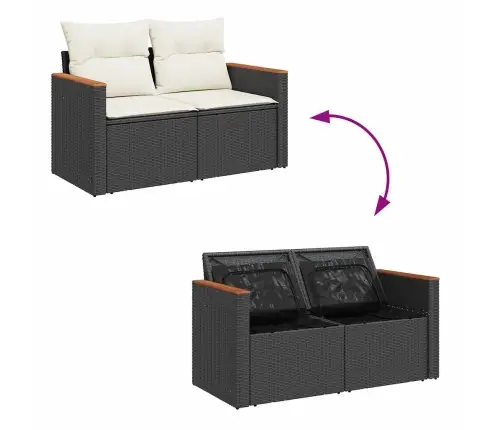 11-Osaline Aiadiivani Komplekt Patjadega, Must, Rotang/Akaatsia