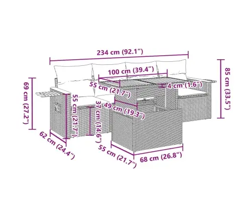 5-Daļīgs Dārza Dīvānu Komplekts, Matrači, Melna Pe Rotangpalma Vidaxl