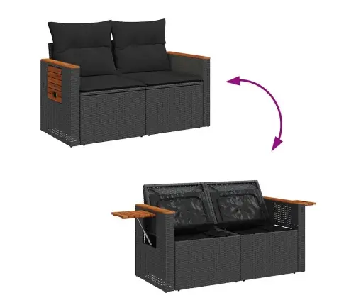 5-Daļīgs Dārza Dīvānu Komplekts, Matrači, Melna Pe Rotangpalma Vidaxl