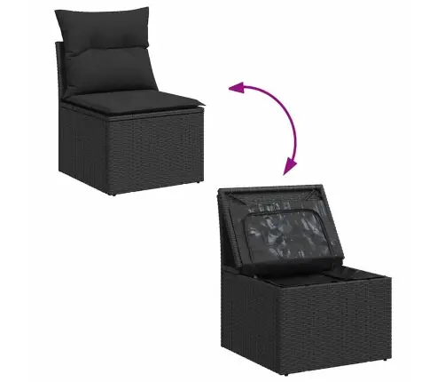 5-Daļīgs Dārza Dīvānu Komplekts, Matrači, Melna Pe Rotangpalma Vidaxl