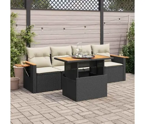 Sodo Komplektas Su Pagalvėlėmis, 5 Dalių, Poliratanas/Akacija