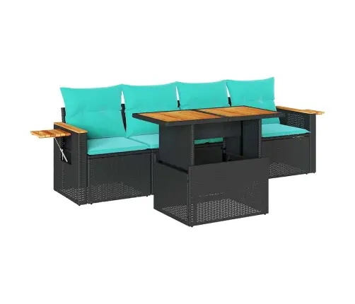 5-Daļīgs Dārza Dīvāna Komplekts Ar Matračiem, Pe Rotangpalma Vidaxl