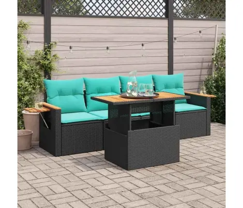 5-Daļīgs Dārza Dīvāna Komplekts Ar Matračiem, Pe Rotangpalma Vidaxl