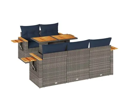 6-Daļīgs Dārza Dīvāna Komplekts Ar Matračiem, Pelēks Pe Pinums Vidaxl