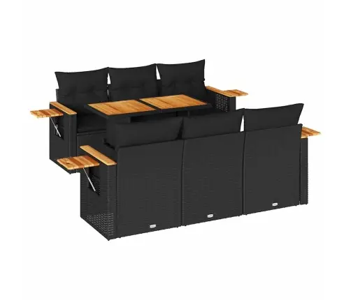 7-Daļīgs Dārza Dīvāna Komplekts, Matrači, Melna Pe Rotangpalma Vidaxl