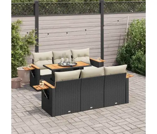 7-Osaline Aiadiivani Komplekt Patjadega, Must, Rotang/Akaatsia